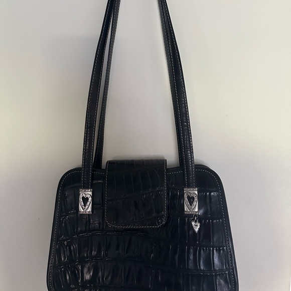 Vintage Brighton Black Croc Embossed Leather Shoulder Bag Excellent Condition! - Picture 1 of 15